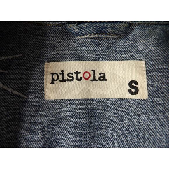 Pistola Small Denim Jean Jacket Firework Sequins Starburst 90s Y2K Art to Wear - Picture 5 of 16